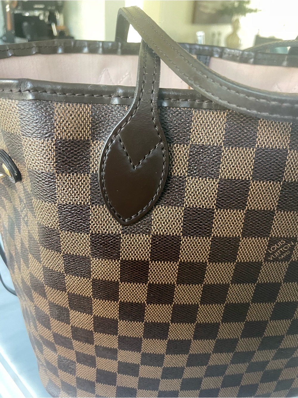 🌸authentic Louis Vuitton neverfull mm tote in damier ebene pink ballerine - Picture 4 of 10
